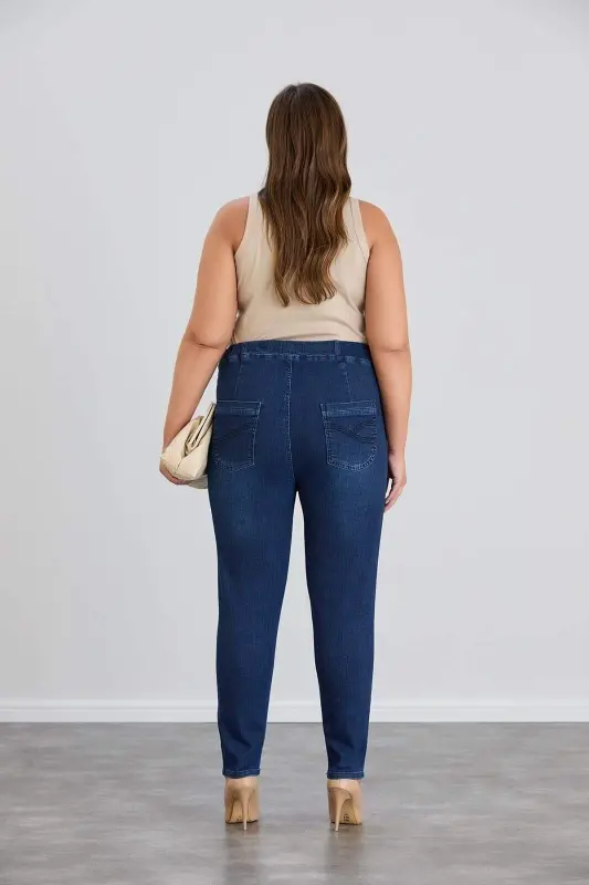 Plus Size Jean Pants Who.Navy Blue - 5
