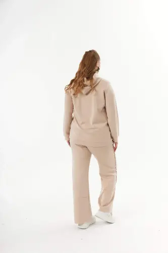 Plus Size Kangaroo Pocket Modal Sweatshirt Mink - 5