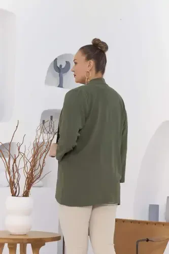 Plus Size Khaki Jacket Tank Top Set - 8