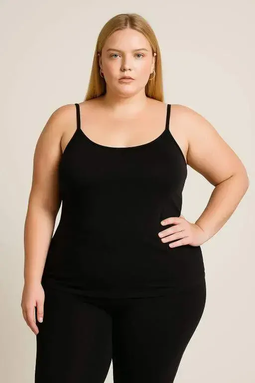 Plus Size Knitted Tank Top Bodysuit - 1