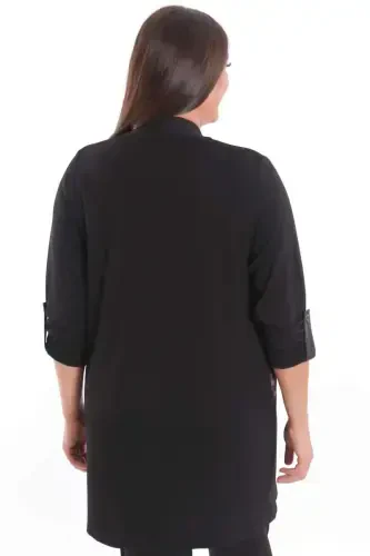 Plus Size Leopard Print Black Cardigan - 9