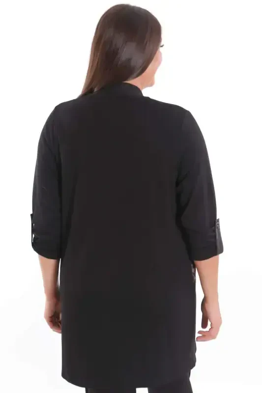 Plus Size Leopard Print Black Cardigan - 9