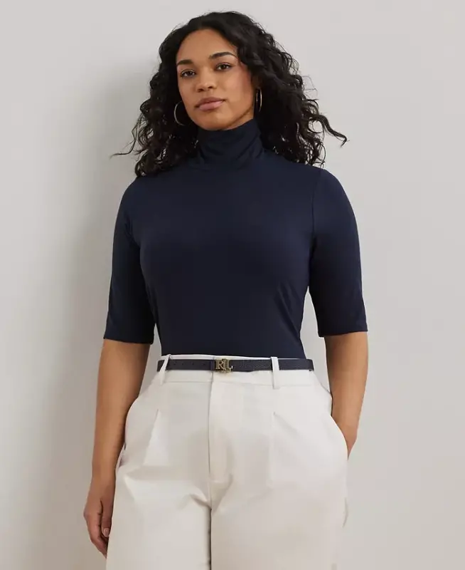 Plus Size Lightweight Turtleneck Sweater - 1