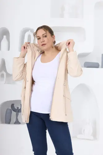 Plus Size Lined Trench Coat Cream - 5