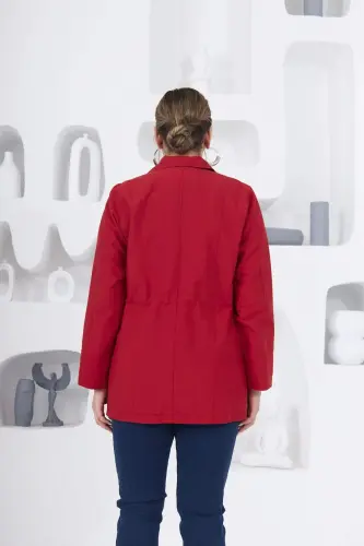 Plus Size Lined Trench Coat Red - 7