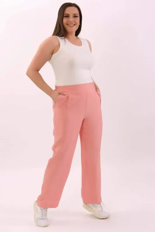 Plus Size Linen Powder Trousers - 1