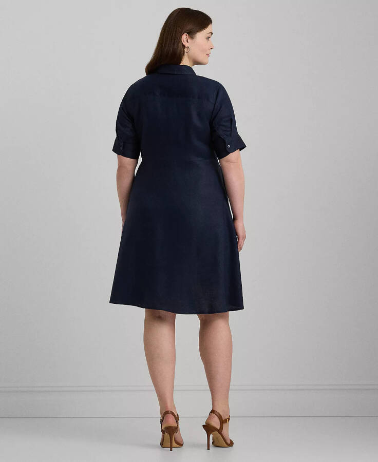 Plus-Size Linen Shirtdress Lauren Navy - 2