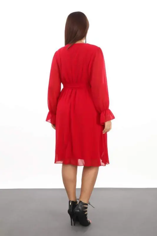 Plus Size Loose and Flexible Short Red Chiffon Dress KL3086 - 2