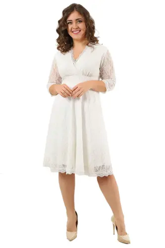 Plus Size Lycra Lace Short Dress KL70088 - 5