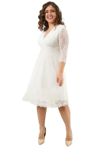 Plus Size Lycra Lace Short Dress KL70088 - 6