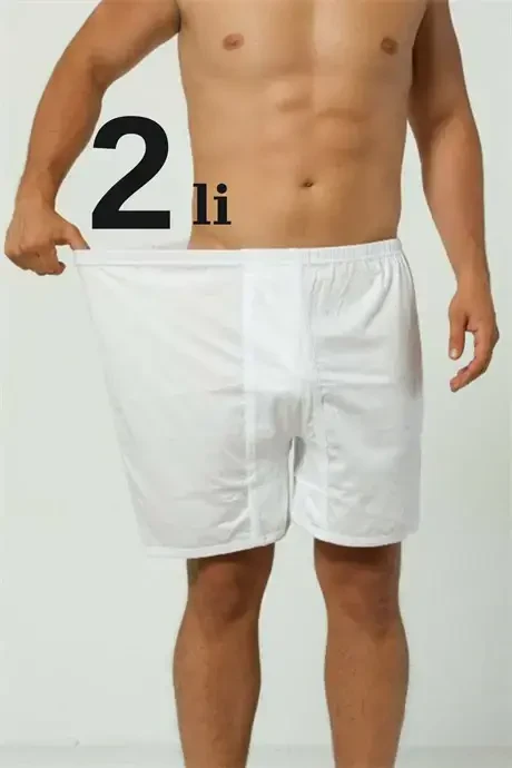 Plus Size Men's Long Leg Boxer Briefs 2 Pack White 100% Cotton - 1