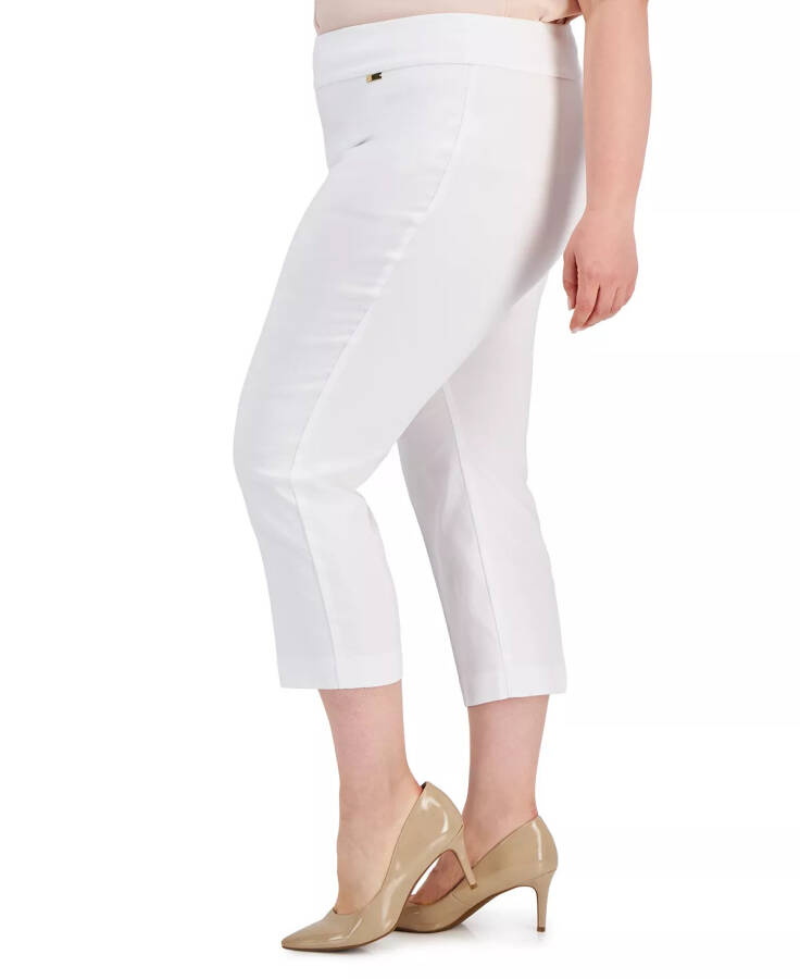 Plus Size Mid-Rise Pull-On Capri Pants, Created for Modazone Bright White - 9