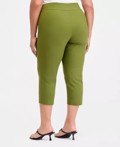Plus Size Mid-Rise Pull-On Capri Pants, Created for Modazone - Greenscape - 3