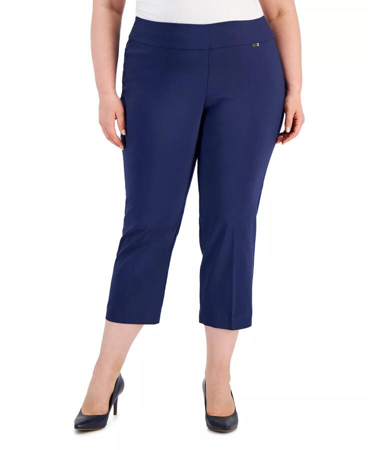 Plus Size Mid-Rise Pull-On Capri Pants, Created for Modazone Indigo Sea - 2