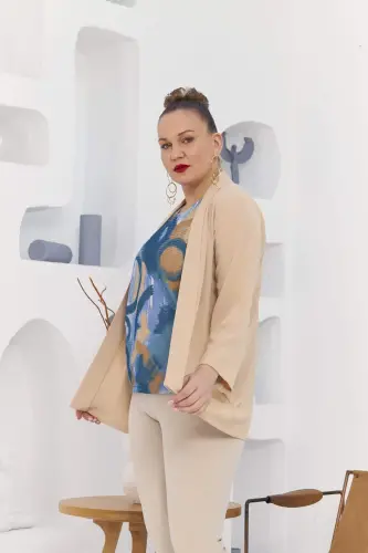 Plus Size Mink Jacket Tank Top Two Piece Set - 2