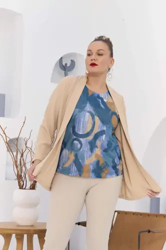 Plus Size Mink Jacket Tank Top Two Piece Set - 3