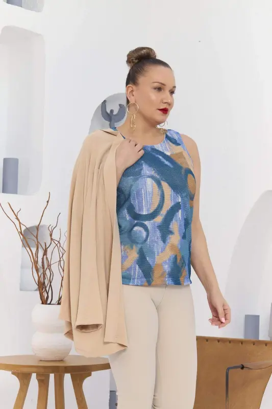 Plus Size Mink Jacket Tank Top Two Piece Set - 4