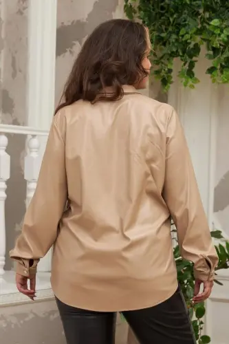 Plus Size Mink Leather Shirt - 3