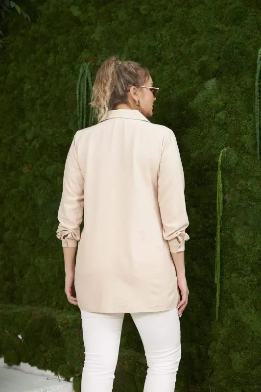 Plus Size Mink Shirt with Side Slit Detail - 5