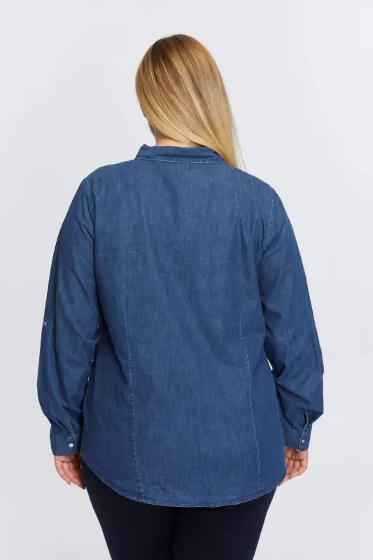 Plus Size Modal Navy Blue Shirt - 7