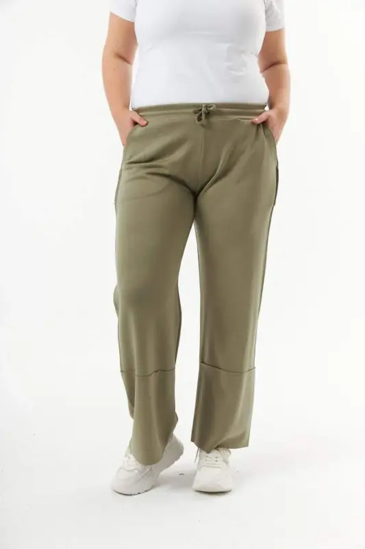 Plus Size Modal Sweatpants Green - BÜYÜKBEDENIZ