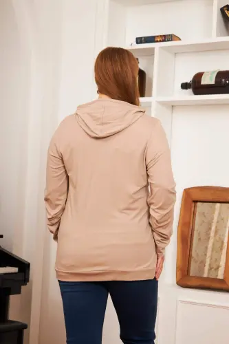 Plus Size Modal Sweatshirt Cardigan Mink - 10