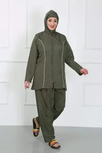 Plus Size Modest Big Swimsuit Khaki 44010 - 3
