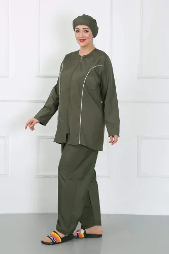 Plus Size Modest Big Swimsuit Khaki 44010 - 5