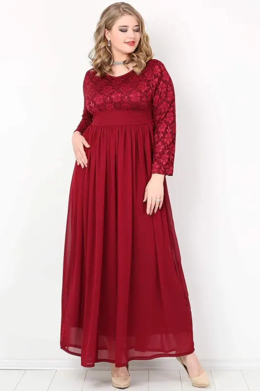Plus Size Modest Chiffon Stretch Long Evening Dress KL4009T - 2