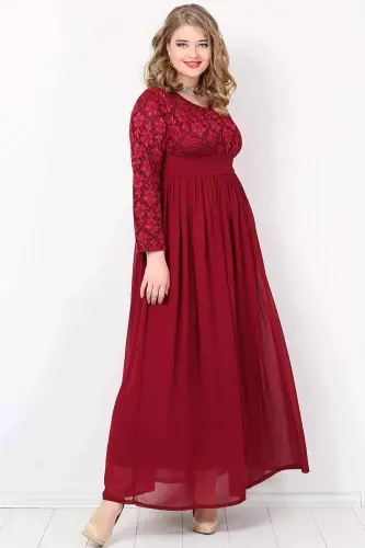 Plus Size Modest Chiffon Stretch Long Evening Dress KL4009T - 1