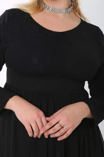 Plus Size Modest Long Chiffon Jersey Maxi Dress KL4009T - 8