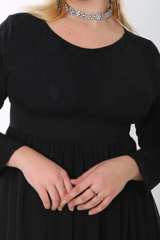 Plus Size Modest Long Chiffon Jersey Maxi Dress KL4009T - 8