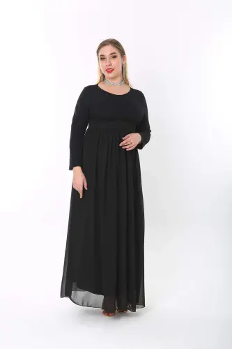 Plus Size Modest Long Chiffon Jersey Maxi Dress KL4009T - 6