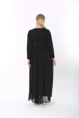 Plus Size Modest Long Chiffon Jersey Maxi Dress KL4009T - 9
