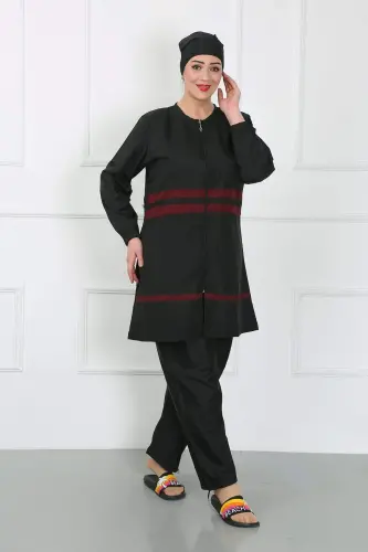 Plus Size Modest Swimsuit Black 44025 - 6