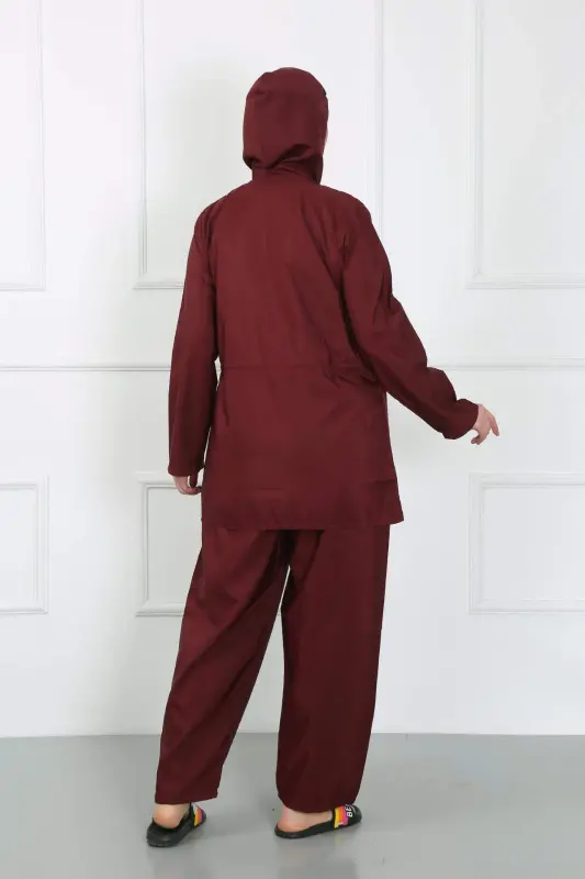 Plus Size Modest Swimsuit Burgundy 44010 - 2