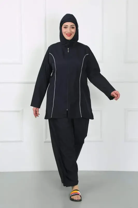 Plus Size Modest Swimsuit Navy Blue 44010 - 2