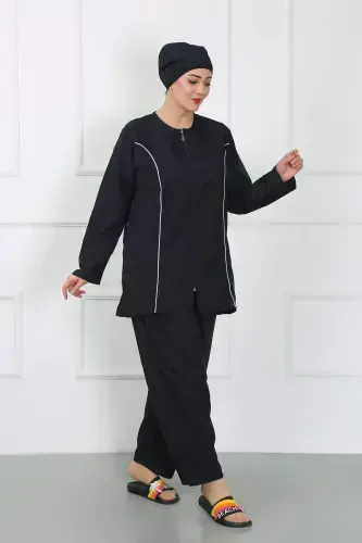 Plus Size Modest Swimsuit Navy Blue 44010 - 3