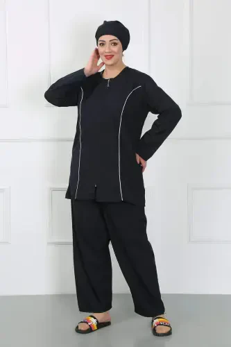 Plus Size Modest Swimsuit Navy Blue 44010 - 5