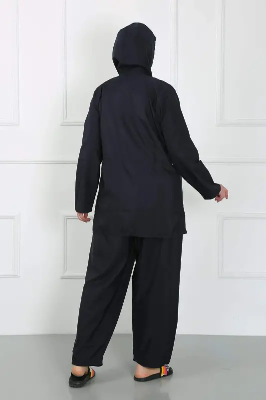 Plus Size Modest Swimsuit Navy Blue 44010 - BÜYÜKBEDENIZ