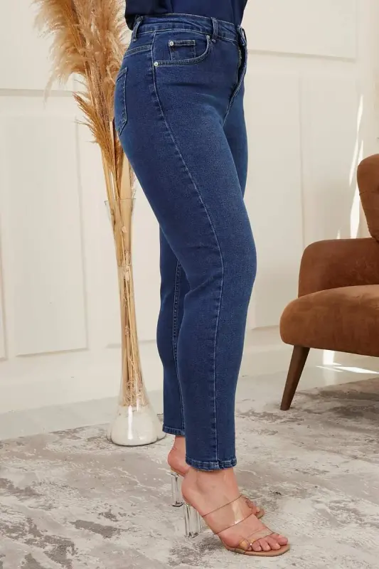 Plus Size Mom Jeans Blue Pants - 2