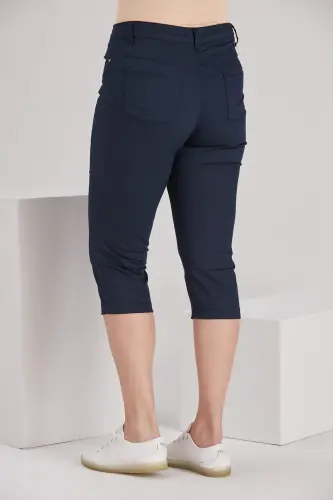 Plus Size Navy Cotton Capri - 5
