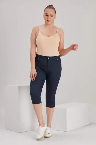 Plus Size Navy Cotton Capri - 6