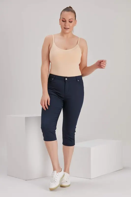 Plus Size Navy Cotton Capri - 6