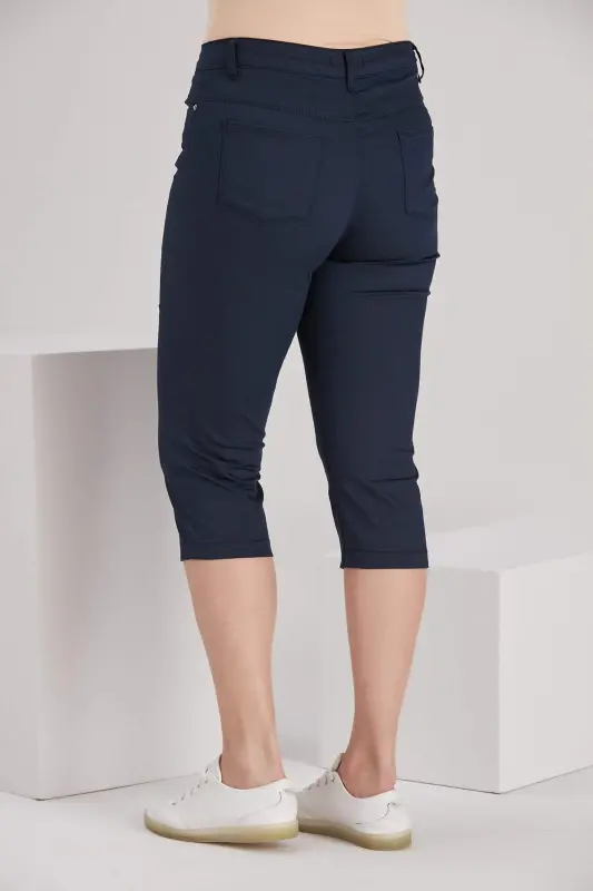 Plus Size Navy Cotton Capri - 3