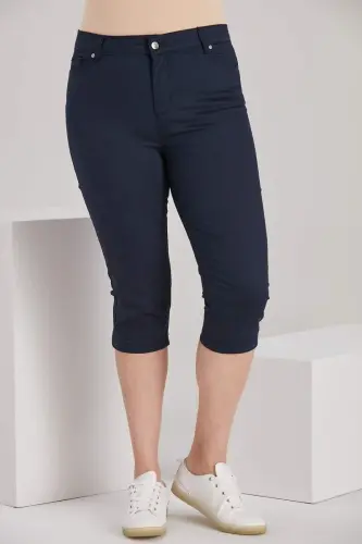 Plus Size Navy Cotton Capri - 1
