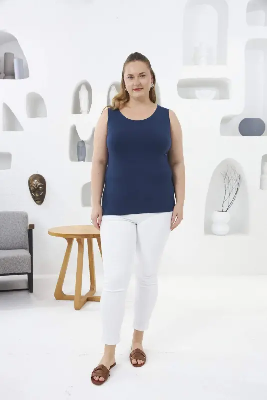Plus Size Navy Tank Top - 5