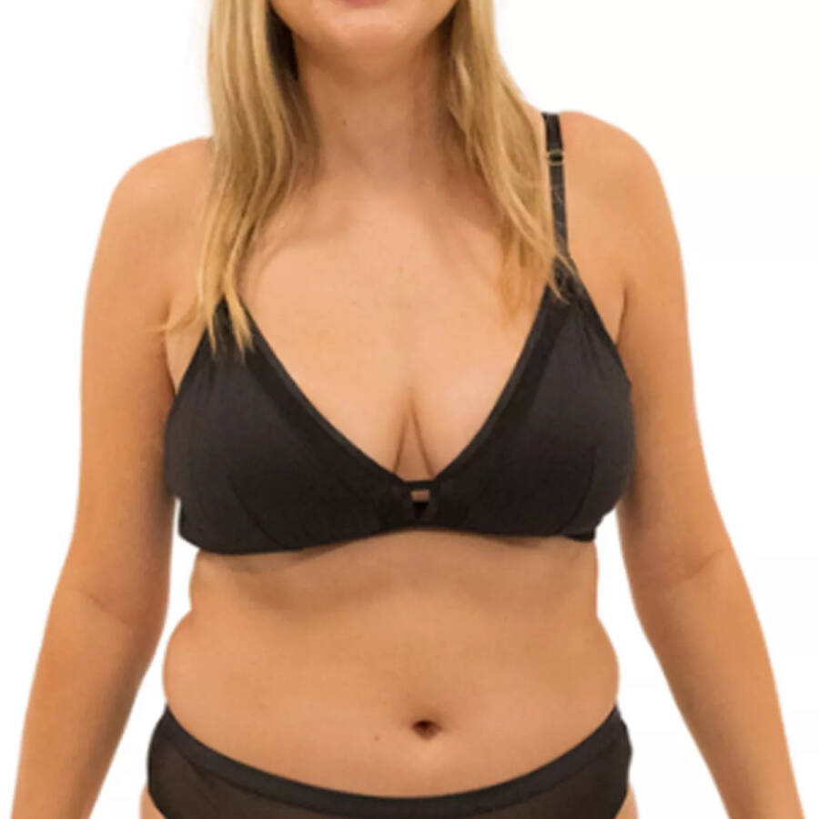 Plus Size Nude Shade Wireless Comfort Full Coverage Bralette Black - 1