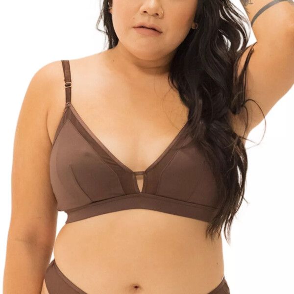 Plus Size Nude Shade Wireless Comfort Full Coverage Bralette Cappuccino - 1