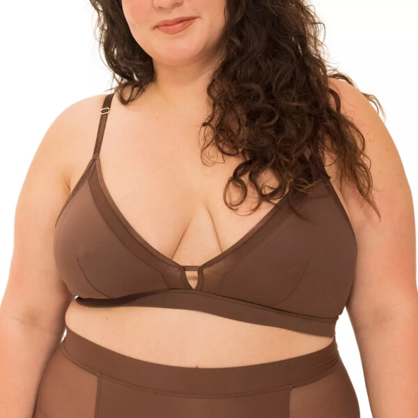 Plus Size Nude Shade Wireless Comfort Full Coverage Bralette Cappuccino - 3